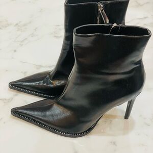Zara Black Leather Boots with Crystal details